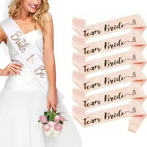 7Pcs Team Bride Satin Sash Set - Sophisticated & Fun Party Favors for Bachelorette Party, Bridal Sho