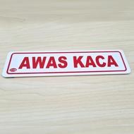Small Acrylic Sign Label BEWARE OF GLASS