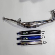 SJR ท่อสูตร ท่อลอดท้อง JR ชุบโครเมี่ยม + ปลายท่อ SJR เลือกสีปลายในตัวเลือก