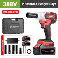 IRONHOOF Mesin Bor Impact Baterai 388V Bor Baterai 17mm Impact Wrench Brushless Impact Tool 420N.M