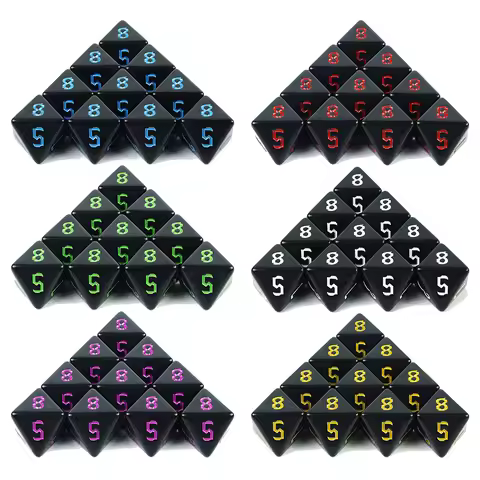 Polyhedral D8 Dice Set 10PCS TRPG Glitter/ Opaque 8 Sided Dices for RPG D&D Accessories Table Board 