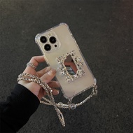 Soft Case Samsung Galaxy S10 Plus S20 Plus S20 Ultra S8 Plus Plus S10 5G S20 FE + Clear Mirror chain Phone Casing | Laser Reflective Clear Phone Case
