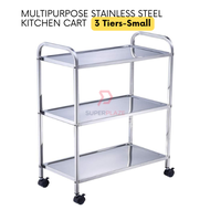 3 Tiers Small Multifunctional Stainless Steel Kitchen Cart Side Table Serving Trolley Food Serving Cart