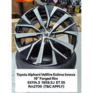 Toyota Alphard Vellfire Estima Camry INNOVA 2.0 ZENIX V  19" Forged Rim T62
