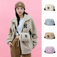 MLB Korea NY Autumn/Winter New LA Lamb Hair Crossbody Bag Single Shoulder Cross Straddle Women's Cute Plush Camera Bag