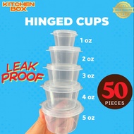 [50pcs] KITCHEN BOX Hinged Cup 1oz | 2oz | 3oz | 4oz | 5oz Sauce Cup, Salad Cup Microwaveable
