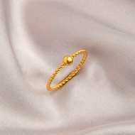 Size 6-9 Non-Fade Twist Small Gold Bean Ring Female Niche Design High-End Light Luxury Titanium Stee