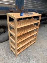 Kệ dép 6 tầng ngang 80cm gỗ cao su màu tự nhiên hàng lắp ráp - ORI HOUSE