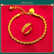 ASIX GOLD Emas 916 Original Lelong Gelang + Cincin Boleh Laras Gelang Tangan Perempuan Viral Murah R