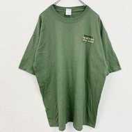 古著 GILDAN 短袖棒球手套 T 卹，背面有尖角，綠色，XL 碼