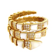 Bvlgari Gold, Diamond and Mother of Pearl Serpenti Viper Bracelet