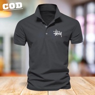 PUTIH ! T-shirt Polo Collar T-shirt STUSSY Text White Polo shirt Men Women Polo T-shirt Contemporary Polo shirt Collar Contemporary T-shirt Collar