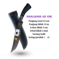 Golok Chef Profesional Tajam dengan Sarung Kulit Premium - Warna Hitam