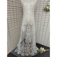 1 Yards 130CM Width Fashion Dress Top Quality Off White Gorgeous Embroidered French Lace Fabric 3D B