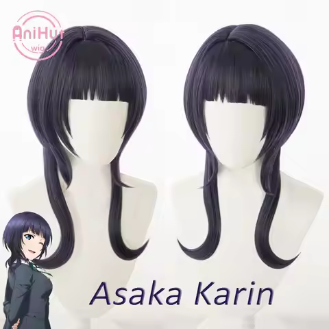 【Anihut】Asaka Karin Cosplay Wig PERFECT DREAM PROJECT Dark Purple Cosplay Hair Asaka Karin LoveLive 