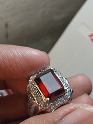 Cincin permata red garnet beserta memo