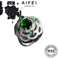 AIFEI JEWELRY Adjustable Creative Original 純銀戒指 Emerald Korean Perak Flowers Ring 925 For Perempuan Sterling Women Cincin Accessories Silver R2004