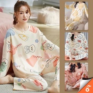 0520 SUMIKO Piyama Wanita Pakaian Tidur Set Lengan Panjang dan Seluar Panjang Baju Tidur Wanita Piya