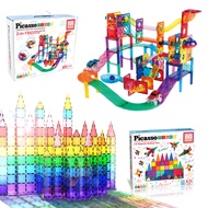 PicassoTiles 108PC Marble Run Magnetic Race Track + 60PC Magnet Tiles, STEAM Educational Playset for