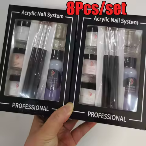 8Pcs/kit Acrylic Powder&Liquid Set 10g*3jar Acrylic Powder +40ml ACrylic Liquid+3Pcs Acrylic Pen +Gl