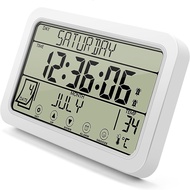 (ZVOQ) Digital Wall Clock Digital Clock Battery Operated 8 Inch Desk Clock with Temperature Humidity
