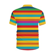 Men's 3D Digital Print Casual Golf Shirt - Contrasting Pattern Design, Breathable Fabric, Machine Wa