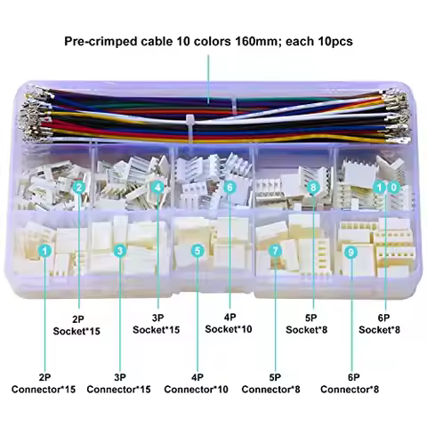 KK 2.5mm Pitch Connector Kit, Molex KK254 MX2.54 2-6 Pin Male/Female Plug with Wire Harness 22AWG