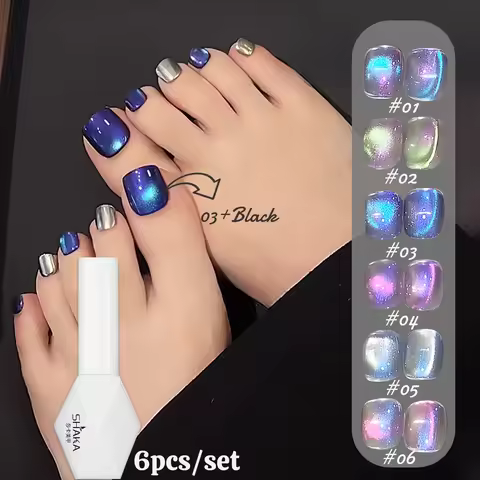 1pcs SHAKA Star Aurora Chipped Cat's Eye Gel Nail Gel 2026 Summer Ice Transparent Bare Color Glaze W