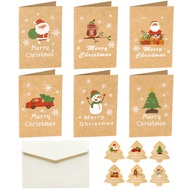 Shiyumyi 6pcs Merry Christmas Greeting Cards Envelope Xmas Gift Stickers Party Supplies