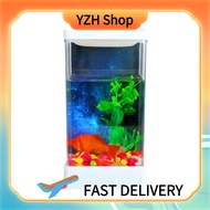 Mini Tabletop Aquarium Desktop Transparent Breeding Fish Tank With Colorful Light Dimmable Light Bet