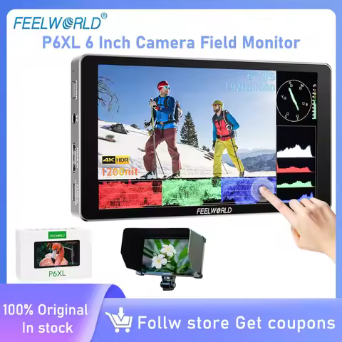 FEELWORLD P6XL 6 Inch Camera Field Monitor 4K HDMI High Brightness 1200nit IPS Touch Screen 1920x108