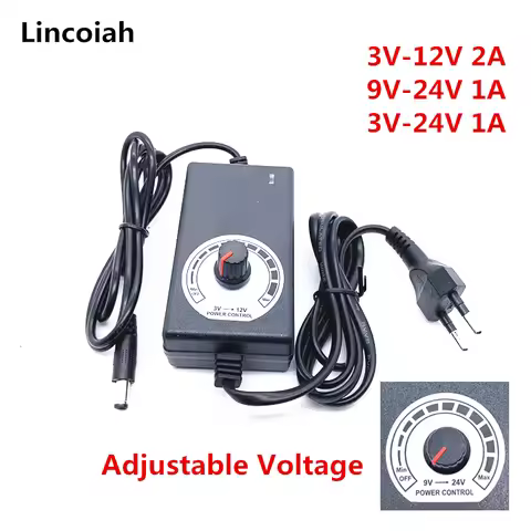 3V-12V 3V-24V 9V-24V Adjustable Adapter With Display Of Voltage DC 5.5x2.1/2.5mm Power Supply EU Plu