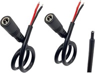 2Pcs 1ft 14AWG DC Power Pigtail Cable Connectors (2 Female, 5.5mm x 2.1mm Plug to Bare Wire), with 3
