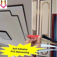 📋🃲5m Self Adhesive PVC Wainscoting / 3D Waist Line / Imitation Gypsum Wall Skirting Wallpaper Border Frame Bingkai 立体仿