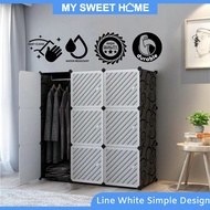 Line White Design 9 Cubes DIY Rack Wardrobe With Cloth Hanger DIY 9 Kotak Almari Penyangkut Baju
