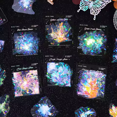 20 - Sheet Gorgeous Fireworks Stickers, Colorful and Dazzling Firework Designs for Hand Account Deco