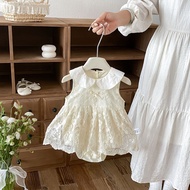 Girls Lace Wrap Clothes Summer Thin Newborn One Hundred Days Old One Year Old Dress Baby Cotton 4D98