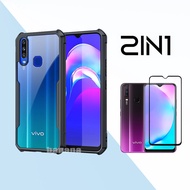 2 in 1 VIVO 1901 1902 1906 Shockproof Phone Case With Tempered Glass Screen Protector for VIVO 1807 