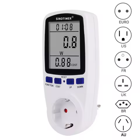 EU BR UK Plug Socket Digital Wattmeter Meter Power Consumption Watt Energy Meter KWh AC 220V 110V El