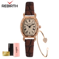 Rebirth Jam Tangan Wanita Elegan Santai Tali Kulit Anti Air Jam Tangan Cewek 2043