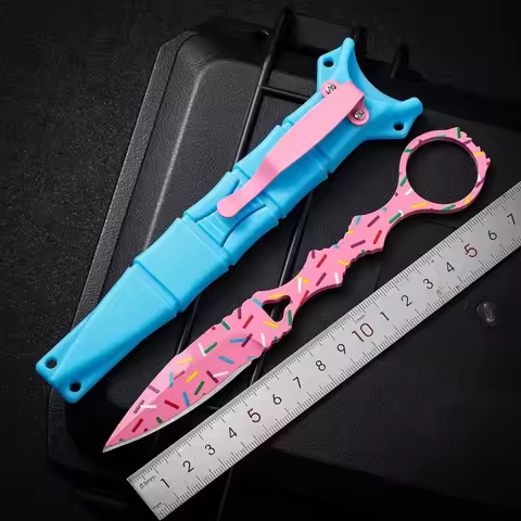 2026 New Outdoor Camping Portable Donut Small Straight Knife EDC Tool Survival Knife Pocket Knife