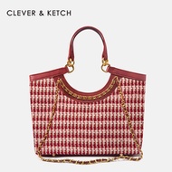 กระเป๋าถือผู้หญิงสีแดง Clever&Ketch กระเป๋าถือแบบสะพายไหล่สายโซ่แบบหรูหรา กระเป๋าถือแบบลำลองสำหรับวั