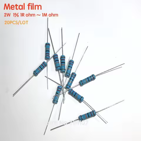 20PCS/LOT 2W Metal film resistor 1R ~ 1M 1% 100R 220R 330R 1K 2.2K 3.3K 4.7K 6.8K 10K 20K 47K 100 22