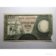 Uang Kertas Kuno - Rp 10000 Seri Pekerja Hijau Tahun 1964 Seri X