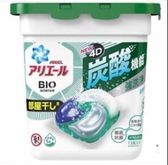 日本 P&amp;G ARIEL BIO science Power Gel Ball 4D 炭酸機能抗菌洗衣球 室內晾衣用 12粒 綠色 平行進口