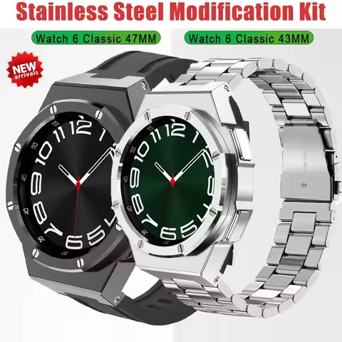 Modification Kit Case For Samsung Galaxy Watch 6 Classic 47mm Stainless Steel Metal Bracelet Galaxy 