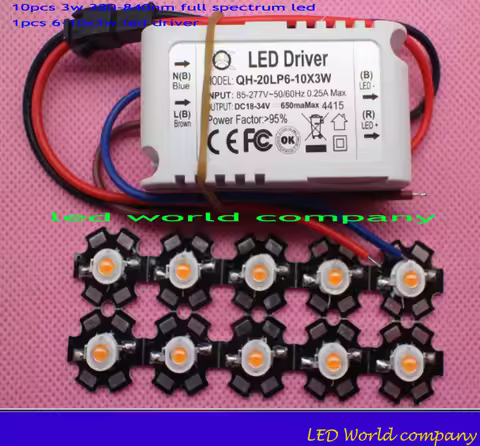 3W full spectrum 400nm~840nm led grow lights with 6-10x3W led driver for plant