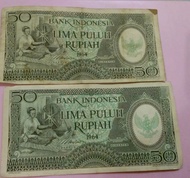 Dijual uang kuno langka indonesia uang 50 rupiah keluaran tahun 1964