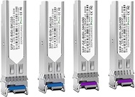 2 Pair of 1.25G SFP Bidi Transceiver, 1000Base-BIDI SingleMode Simplex LC Fiber Module for Cisco GLC