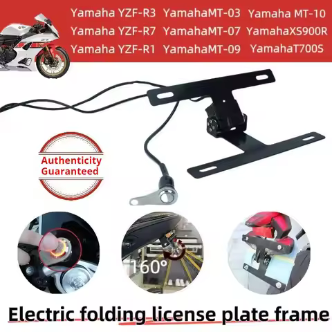 FOR Yamaha MT-O7, MT-09, YZF-R7, YZF-R1 motorcycle automatic folding license plate holder, waterproo